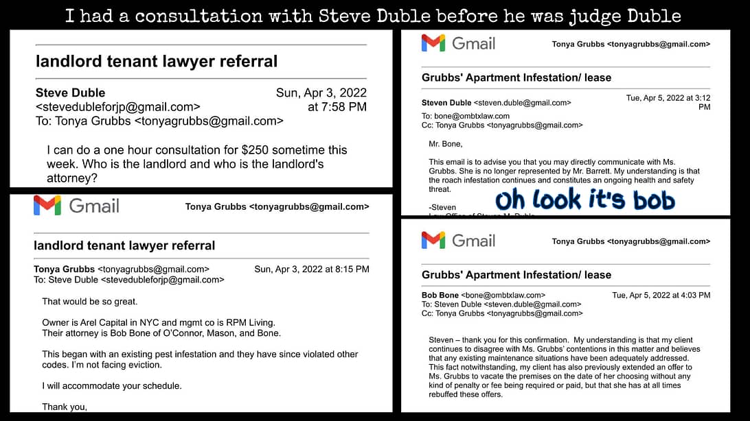 Some of my emails with Steve Duble and Steve Duble emailing Bob Bone.